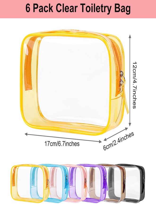 PLULON TSA Approved Toiletry Bag, 6 Pack Clear Toiletry Makeup Bag Cosmetic Bags Waterproof Quart Size Travel Bag for Women Men Carry on Airport Airline Bag - Mixed Color - Image 2