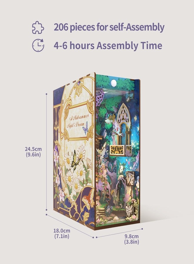 Tonecheer x British Library DIY Book Nook Kit,Shakespeare 3D Wooden Puzzle for Adults,Miniature House Booknook Bookshelf Insert Decor with LED Lights Unique Gifts (A Midsummer Night's Dream) - Image 3