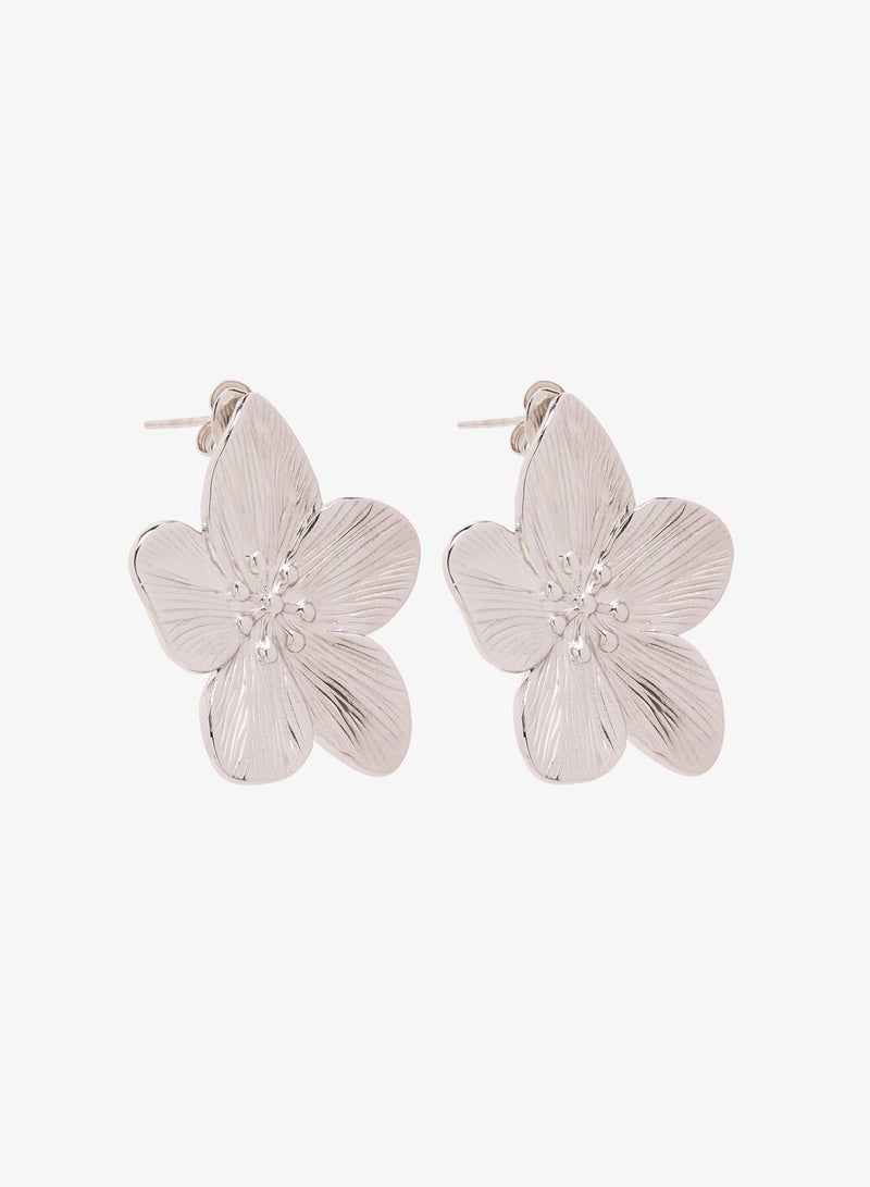 Ginger Floral Shape Silver Earrings - Image 1