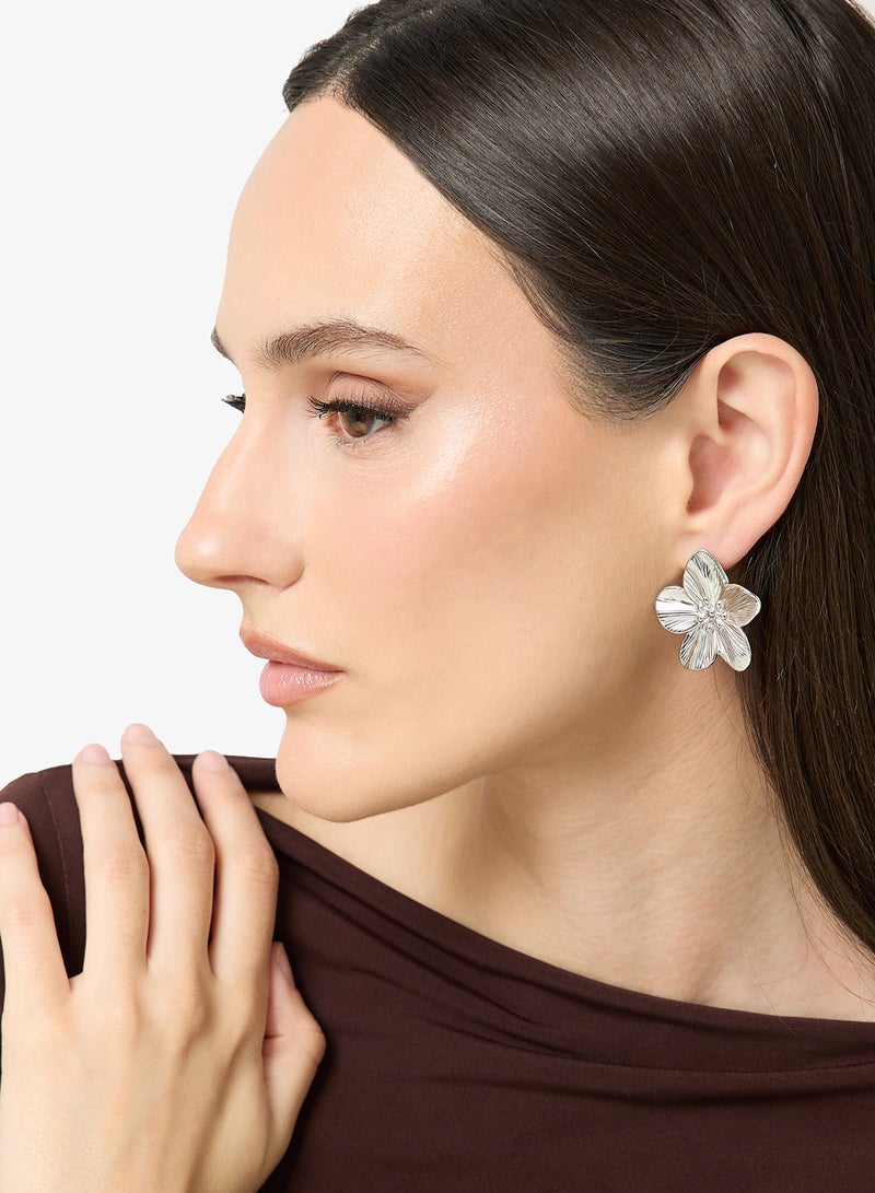 جينجر أقراط فضة بشكل زهرة - Image 3