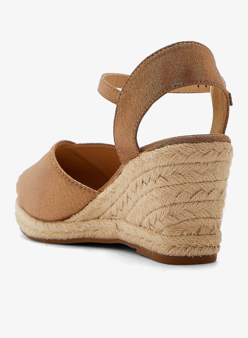 ELLA Mixed Material Metallic Wedge Sandal - Image 3