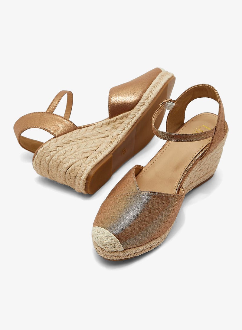 ELLA Mixed Material Metallic Wedge Sandal - Image 4