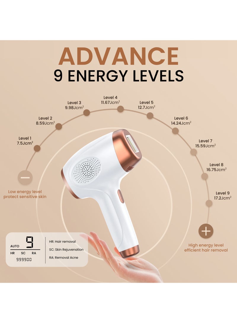 Nexso Laser Hair Removal Machine | Permanent Hair Removal for Women & Men, 9 Energy Levels, 999,999 Flashes, Skin Rejuvenation & Acne Treatment, Cooling Tech, Painless & Efficient Hair Laser Removal - Image 5