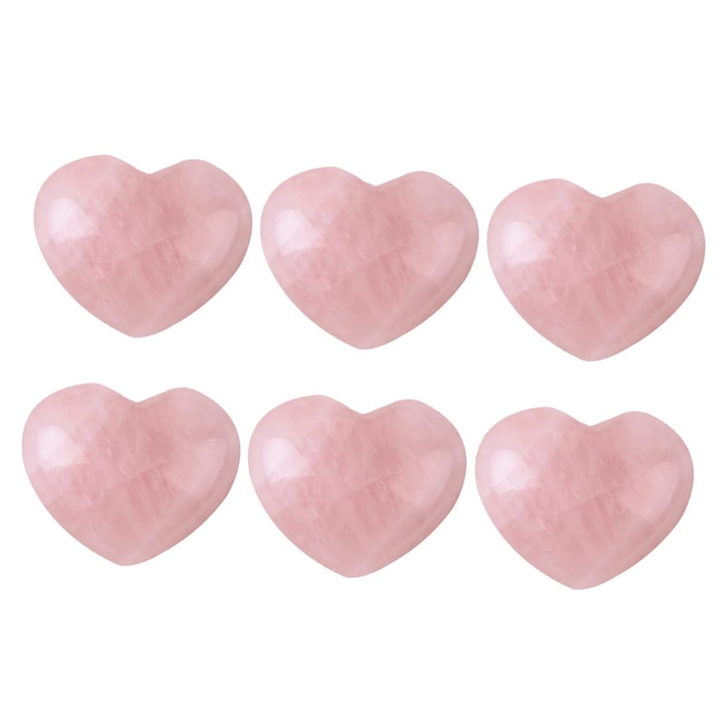 6 قطع من الأحجار الكريمة الطبيعية على شكل قلب للشفاء، لتوازن الشاكرات والتأمل والطاقة والاسترخاء - Image 2
