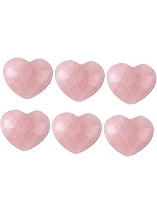 6 قطع من الأحجار الكريمة الطبيعية على شكل قلب للشفاء، لتوازن الشاكرات والتأمل والطاقة والاسترخاء - Image 1