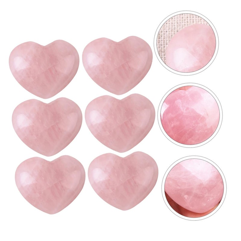 6 قطع من الأحجار الكريمة الطبيعية على شكل قلب للشفاء، لتوازن الشاكرات والتأمل والطاقة والاسترخاء - Image 4