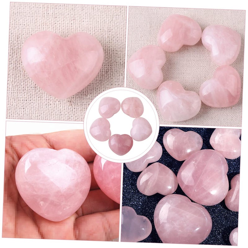 6 قطع من الأحجار الكريمة الطبيعية على شكل قلب للشفاء، لتوازن الشاكرات والتأمل والطاقة والاسترخاء - Image 5