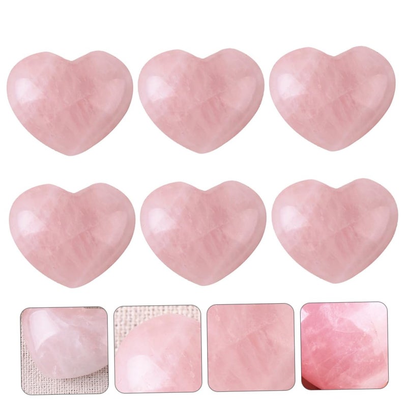 6 قطع من الأحجار الكريمة الطبيعية على شكل قلب للشفاء، لتوازن الشاكرات والتأمل والطاقة والاسترخاء - Image 3