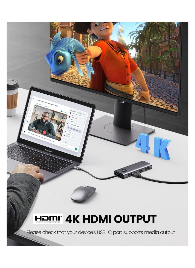 Orico - 8 in 1 Laptop Usb C Dock With 4k Hdmi Vga 3 Usb 3.0 and 1 Usb 2.0 100w Power  Compatible With Macbook Ipad Other Type C Devices - Image 1