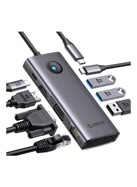 8 in 1 Laptop Usb C Dock With 4k Hdmi Vga 3 Usb 3.0 and 1 Usb 2.0 100w Power  Compatible With Macbook Ipad Other Type C Devices