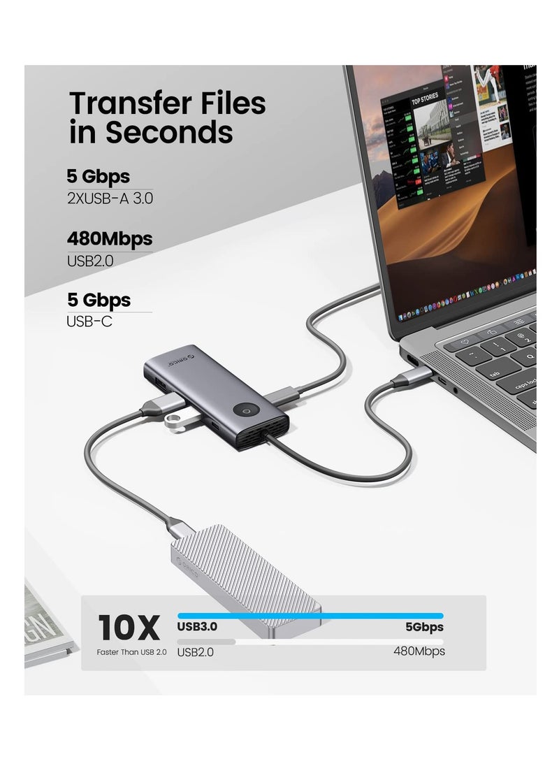 Orico - 8 in 1 Laptop Usb C Dock With 4k Hdmi Vga 3 Usb 3.0 and 1 Usb 2.0 100w Power  Compatible With Macbook Ipad Other Type C Devices - Image 1
