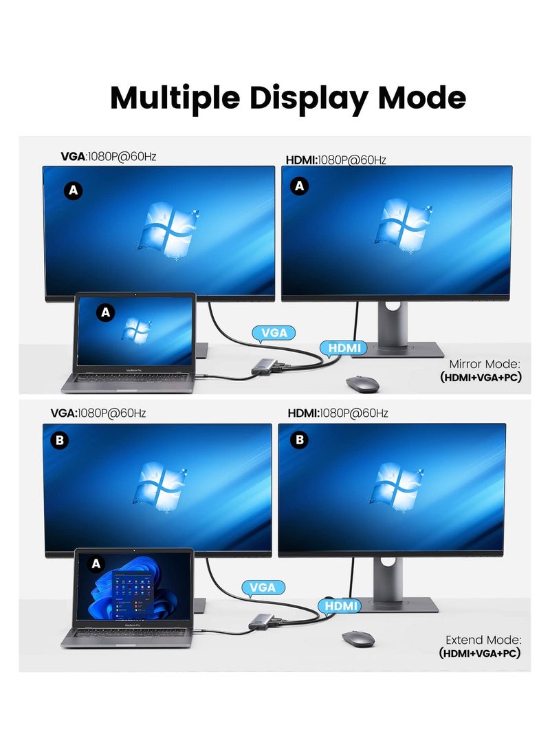 Orico - 8 in 1 Laptop Usb C Dock With 4k Hdmi Vga 3 Usb 3.0 and 1 Usb 2.0 100w Power  Compatible With Macbook Ipad Other Type C Devices - Image 1