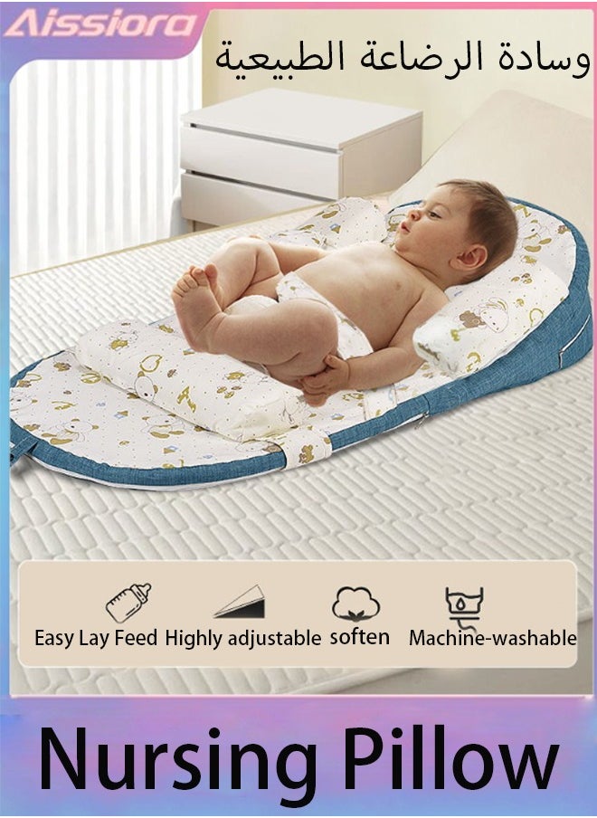 Aissiora Adjustable Nursing Pillow for Breastfeeding Infant Anti-Spit Milk Slope Mat Adjustable Baby Wedge Lounger  Multi-Functional and Multi-Layer Posture Support Pillow  - Image 1