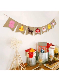 Faisichocalato Farm Animal Burlap Banner High Chair Garland Farmhouse Hanging Pennant Birthday Party Pre-strung Bunting Baby Shower Decorations  - Image 2
