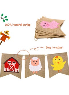 Faisichocalato Farm Animal Burlap Banner High Chair Garland Farmhouse Hanging Pennant Birthday Party Pre-strung Bunting Baby Shower Decorations  - Image 4