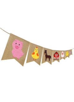 Faisichocalato Farm Animal Burlap Banner High Chair Garland Farmhouse Hanging Pennant Birthday Party Pre-strung Bunting Baby Shower Decorations  - Image 1