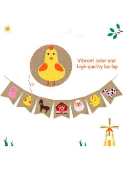 Faisichocalato Farm Animal Burlap Banner High Chair Garland Farmhouse Hanging Pennant Birthday Party Pre-strung Bunting Baby Shower Decorations  - Image 5