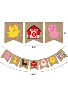 Faisichocalato Farm Animal Burlap Banner High Chair Garland Farmhouse Hanging Pennant Birthday Party Pre-strung Bunting Baby Shower Decorations  - Image 3