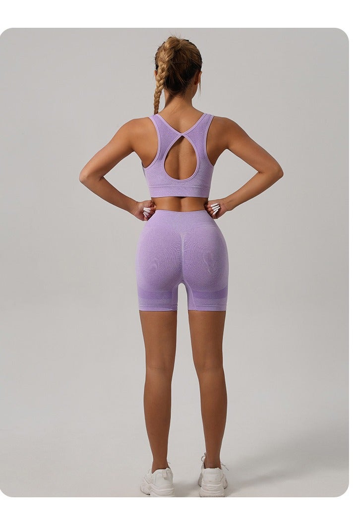 3 Piece Workout Sets for Women Butt Lifting Leggings with High Impact Sports Bra Gym Shorts - Image 3