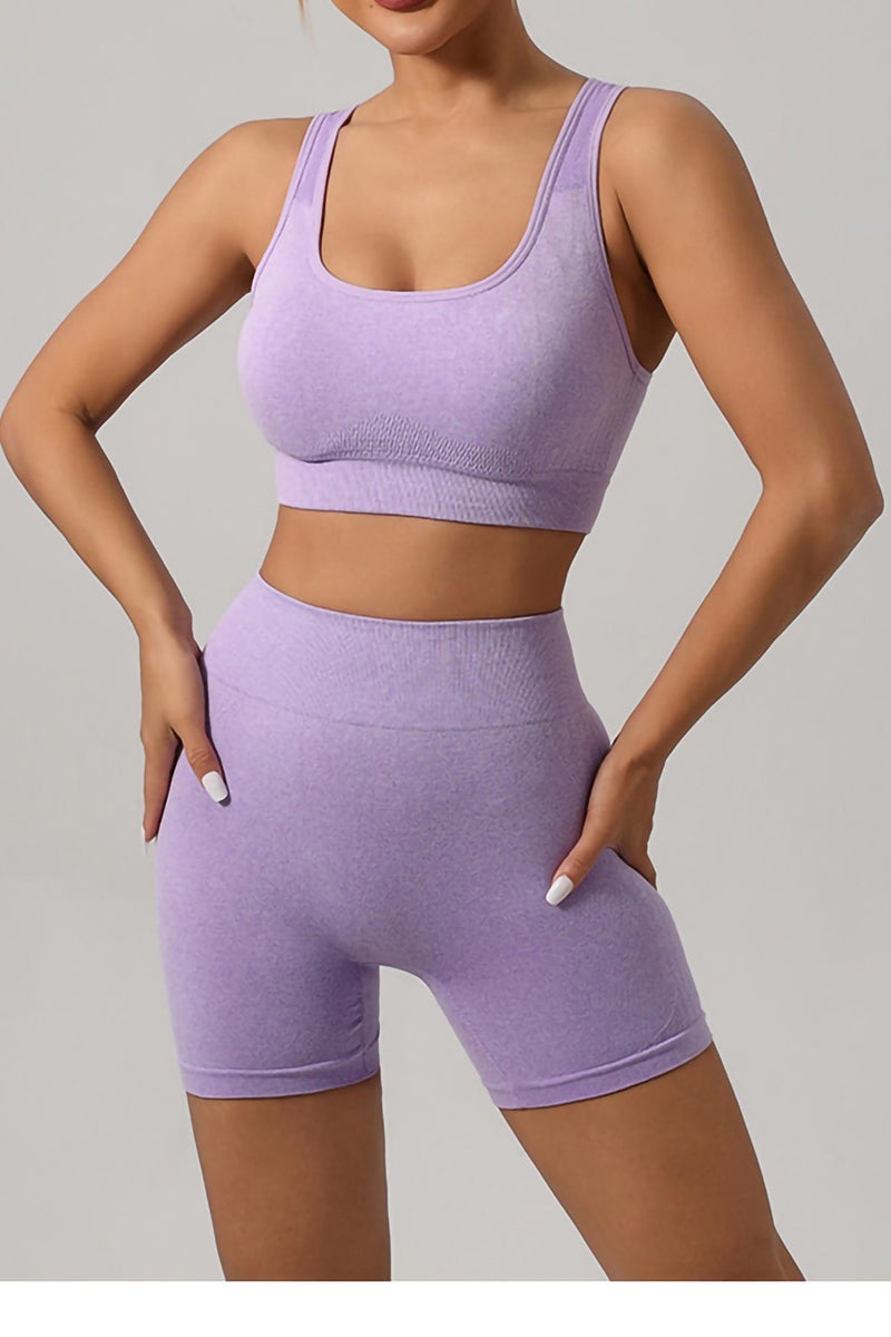 3 Piece Workout Sets for Women Butt Lifting Leggings with High Impact Sports Bra Gym Shorts - Image 2