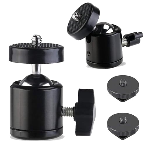 EszkozTA Universal 1/4" Swivel Mini Ball Head Screw Tripod Mount with Hot Shoe（2 Pack）, Eszkozta 360 Degree Rotating Mount Base Adapter for DSLR Cameras HTC Vive Tripods Monopods Camcorder Light Stand… - Image 1