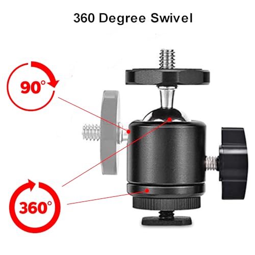 EszkozTA Universal 1/4" Swivel Mini Ball Head Screw Tripod Mount with Hot Shoe（2 Pack）, Eszkozta 360 Degree Rotating Mount Base Adapter for DSLR Cameras HTC Vive Tripods Monopods Camcorder Light Stand… - Image 5