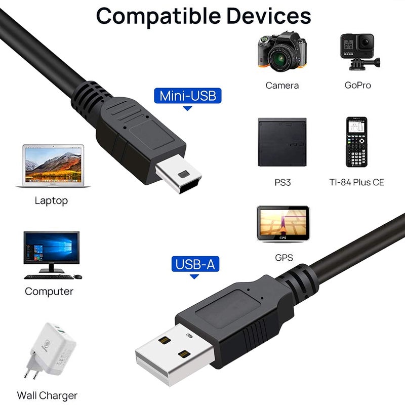 SaiTech IT 5 Pack USB 2.0 A to Mini 5 pin B Cable for External HDDS/Camera/Card Readers/MP3 Player-Black -35cm(1 feet) - Image 3
