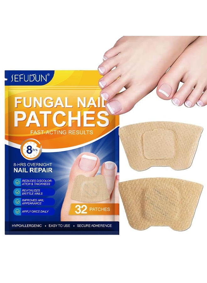 Sefudun 32 Patches Fungal Nail Patches, Overnight Nail Repair Patch, Renews Nails Structure & Improve Discoloration, Soft Nail Thickening Nail Stickers - Image 1