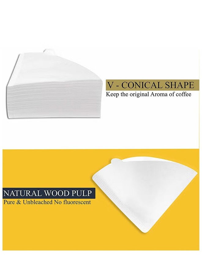Ocean - 100pcs Coffee Filters V60 Cone Paper White Coffee Filters Unbleached Paper Filters Compatible with Pour Over Drippers 2-4 Cups Size 02 Coffee Filters v60 - Image 1
