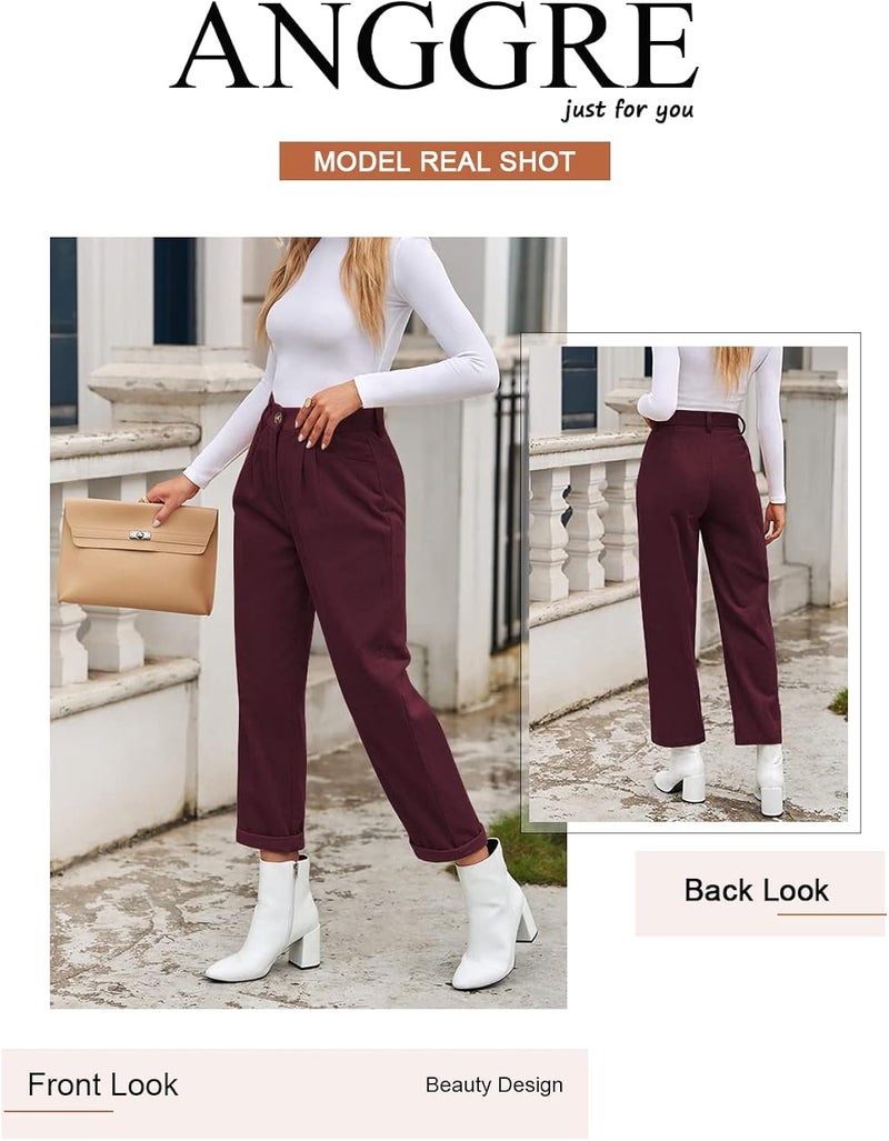 klarako Womens Casual High Waisted Corduroy Straight Leg Pants Loose Comfy Trousers with Pockets - Image 3