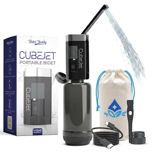 BIDET BUDDY® CubeJet Portable Bidet for Travel - 380ml Bottle, 1100mAh Rechargeable Battery, IPX6 Waterproof Wand-Style Nozzle, USB-C High-Pressure Hygiene Device for Camping & Home - Image 1