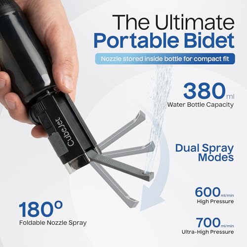 BIDET BUDDY® CubeJet Portable Bidet for Travel - 380ml Bottle, 1100mAh Rechargeable Battery, IPX6 Waterproof Wand-Style Nozzle, USB-C High-Pressure Hygiene Device for Camping & Home - Image 5