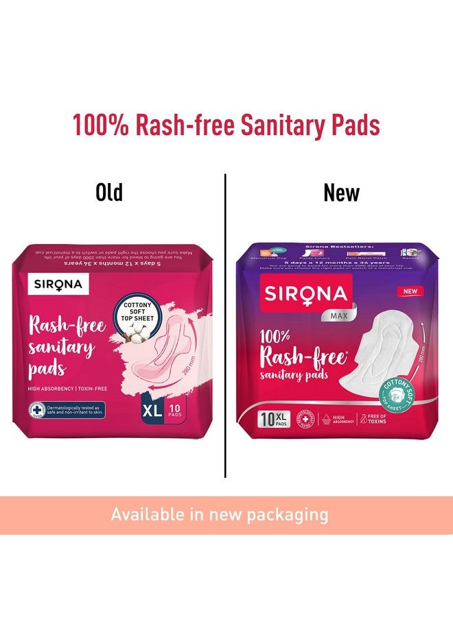 Sirona Max Sanitary Pads For Women | Xl (Pack Of 30 Pads) | 100% Rash Free & Toxic-Free | Organic Cotton Sanitary Pad | Up To 0% Leakage, Comfortable & High Absorbency - Image 2
