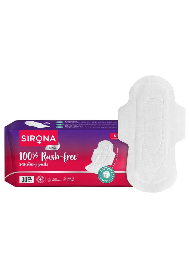 Sirona Max Sanitary Pads For Women | Xl (Pack Of 30 Pads) | 100% Rash Free & Toxic-Free | Organic Cotton Sanitary Pad | Up To 0% Leakage, Comfortable & High Absorbency - Image 3