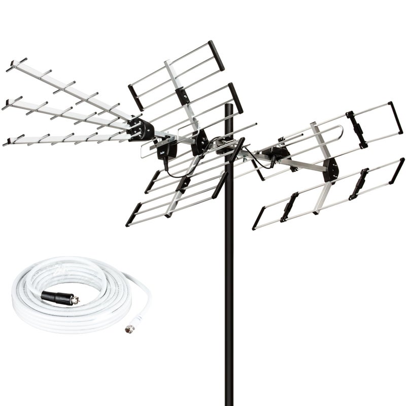 Five Star Outdoor TV Antenna 200 Miles Long Range Upgraded Yagi HD VHF UHF Support ATSC 30 and 4K Broadcast