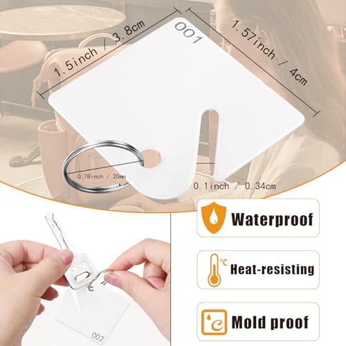TOTDTDA 100 Pcs Key Tags Plastic Slotted Tags with Upgrade Round Ring, White Square Hanging Tags with Number(1-100) for Key Cabinets Boxes Lockers Sturdy Frosted Item Identifiers for Home Office and Garage - Image 2