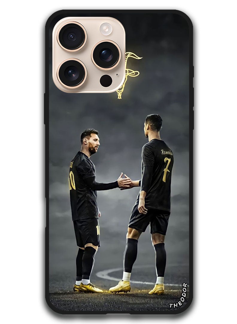 Theodor Protective Case Anti Scratch Shock Proof Bumper Cover For iPhone 16 Pro (6.3)-inch Messi Ronaldo Goat - Image 1
