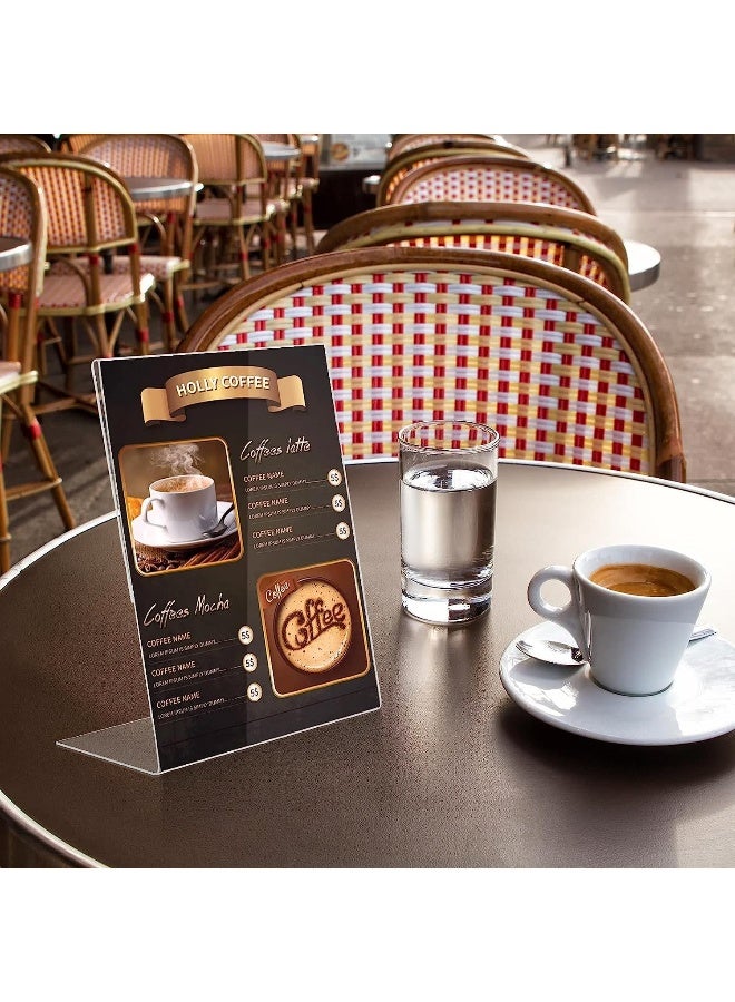 TPGP 12 Pack A4 Sign Holders, Acrylic Slant Sign Holders, Clear Plastic Display Stand, Acrylic Paper Signs Holder Photo Frame for Restaurants Hotels Menu Stores Office - Image 2