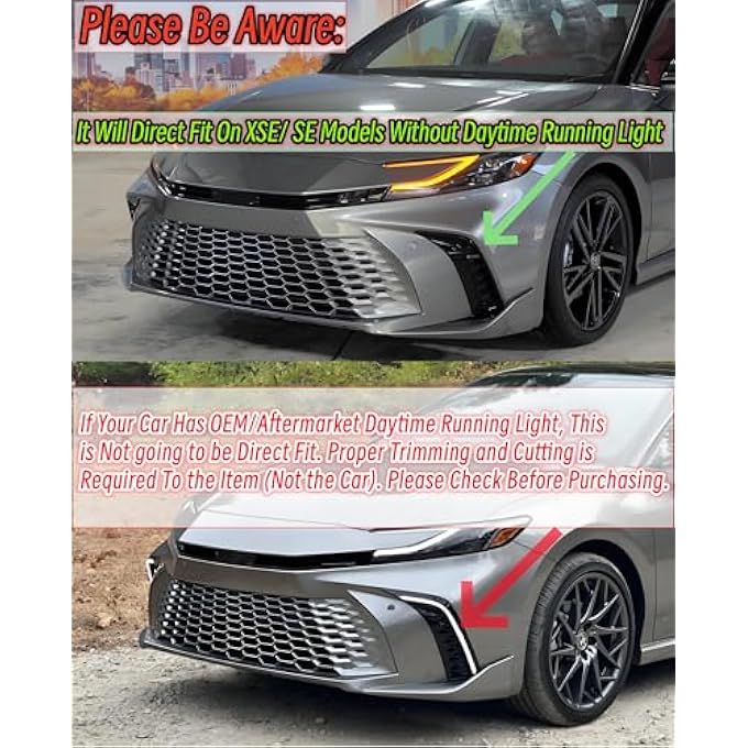NeespoC Front Bumper Lip Splitter Spoiler Fit for Toyota Camry LE/SE/XLE/XSE 2025 2026 Air Chin Body Kit Exterior Accessories(Gloss Black) - Image 3