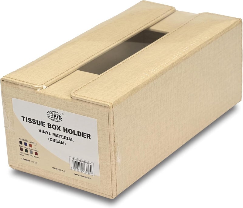FIS Rectangular Tissue Box Holder with Magnetic Bifold Lid - Cream Color - Image 2