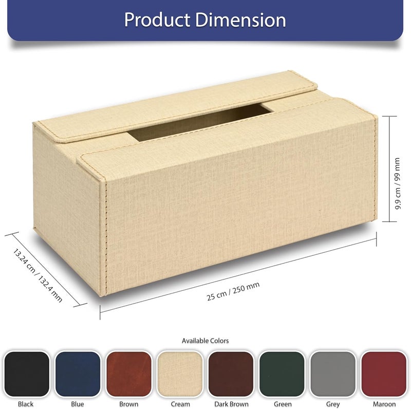 FIS Rectangular Tissue Box Holder with Magnetic Bifold Lid - Cream Color - Image 5