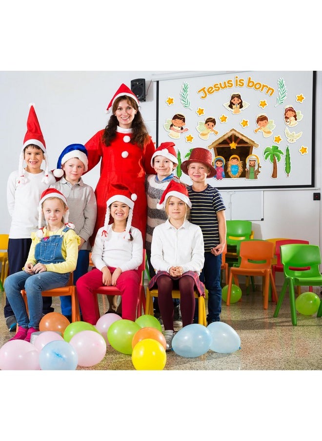 WaaHome - Jesus Is Born Christian Bulletin Board Decorations Set 38Pcs Religious Nativity Scene Cutouts Birth Of Jesus Bulletin Board Borders For Kids Christmas Sunday School Classroom Decorations - Image 1