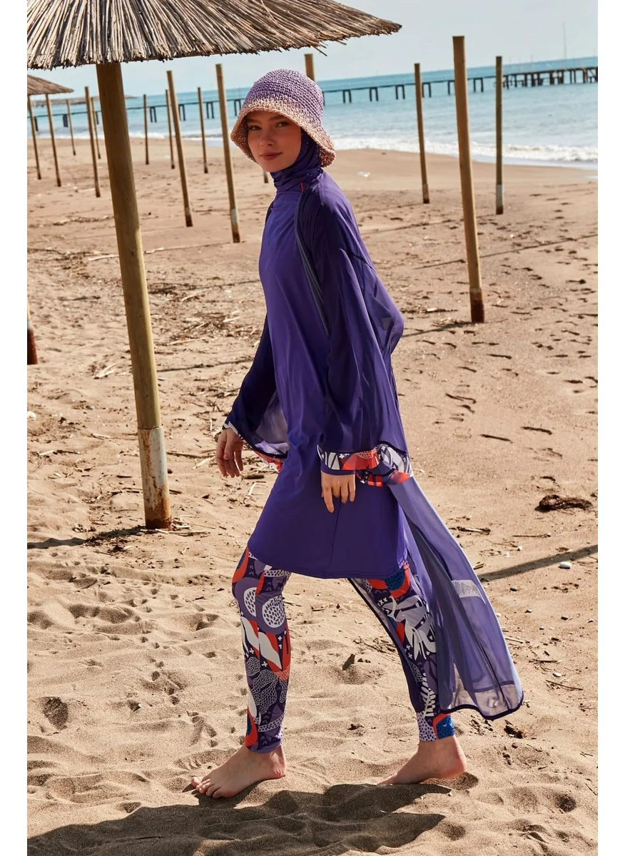 Marina Patterned Purple Kimono CAFTAN P2420