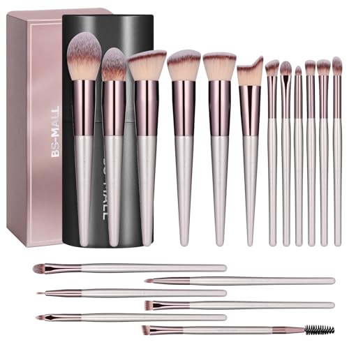 BS Mall BS-MALL Makeup Brush Set 18 Pcs Premium Synthetic Foundation Powder Concealers Eye shadows Blush Makeup Brushes with black case - Image 1