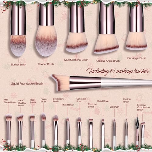 BS Mall BS-MALL Makeup Brush Set 18 Pcs Premium Synthetic Foundation Powder Concealers Eye shadows Blush Makeup Brushes with black case - Image 2