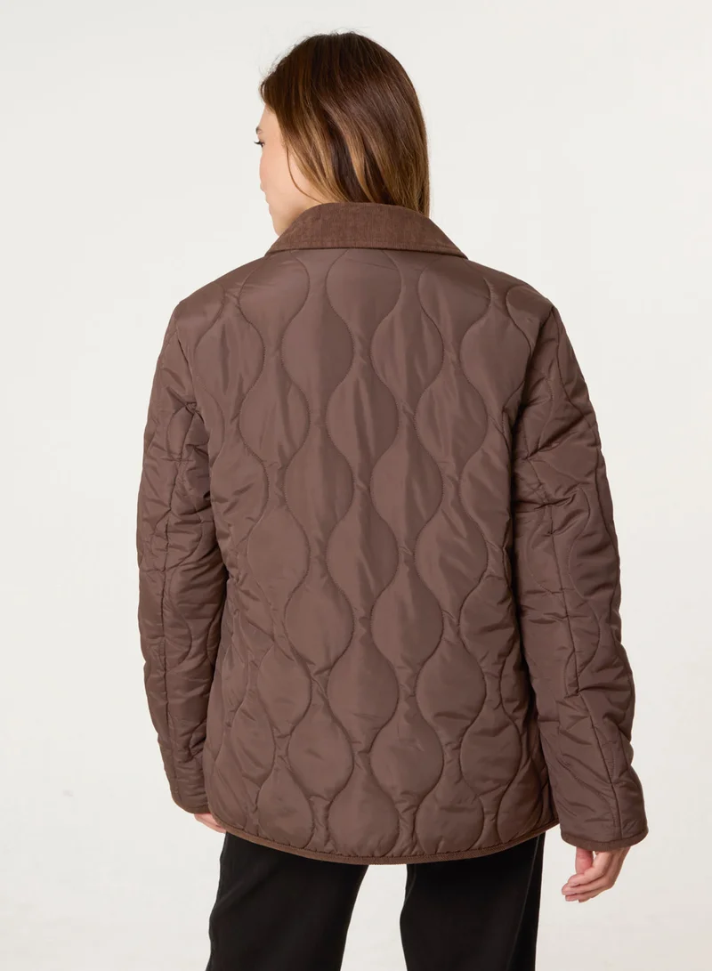 بلو فانيلا Quilted Cord Collar Coat