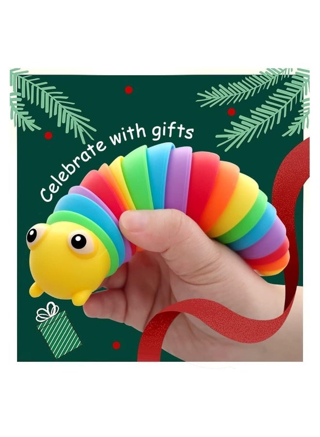 2 Pieces Articulated Toy Rainbow Caterpillar Toy Ocean Shark Toys Decompression Fun Children's Toys Adults Shark and Caterpillar - Image 4