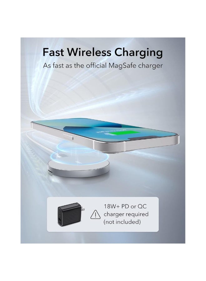 Kickstand Wireless Charger Compatible With MagSafe HaloLock Charger For IPhone 16/15/14/13/12 AirPods 4/3/AirPods Pro With 1.5 M Removable Cable Adapter Not Included White - Image 4