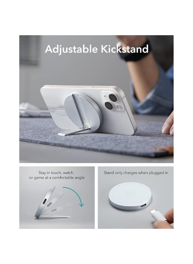 Kickstand Wireless Charger Compatible With MagSafe HaloLock Charger For IPhone 16/15/14/13/12 AirPods 4/3/AirPods Pro With 1.5 M Removable Cable Adapter Not Included White - Image 5