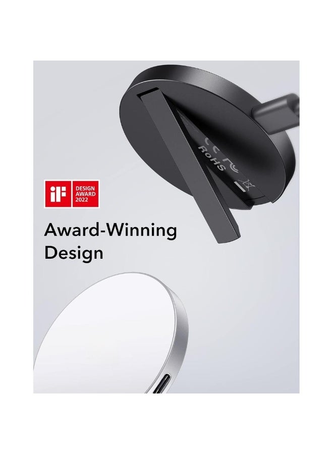 Kickstand Wireless Charger Compatible With MagSafe HaloLock Charger For IPhone 16/15/14/13/12 AirPods 4/3/AirPods Pro With 1.5 M Removable Cable Adapter Not Included White - Image 2